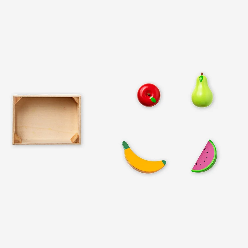 Wooden play basket of fruits - 4 pcs
