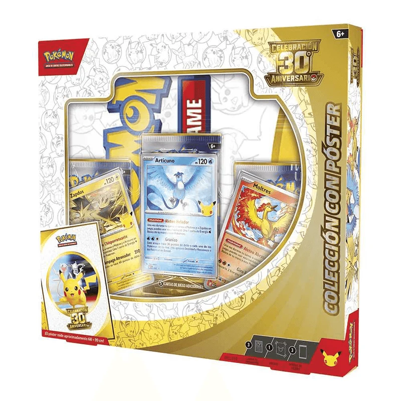 Pokémon TCG 30º Aniversario Poster Collection con 3 Sobres y 3 Cartas Promocionales +6 años