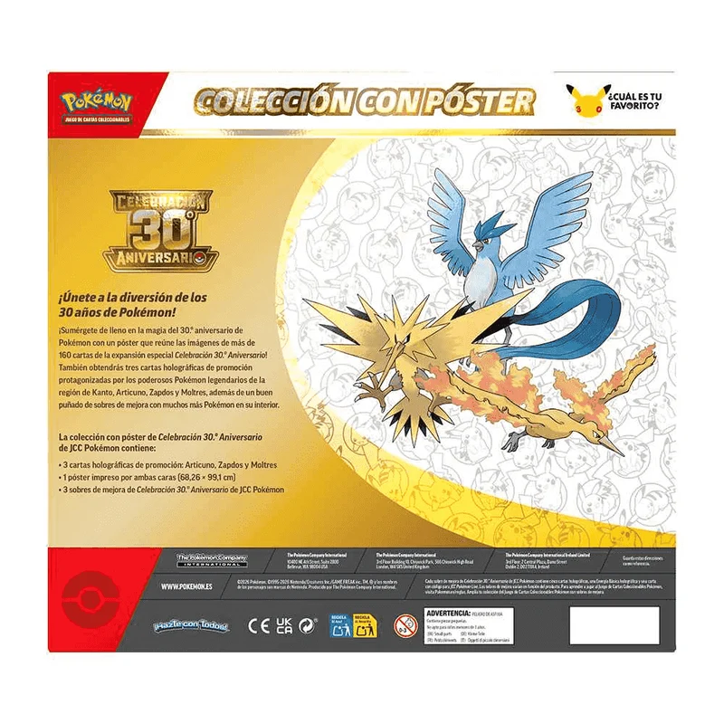 Pokémon TCG 30º Aniversario Poster Collection con 3 Sobres y 3 Cartas Promocionales +6 años