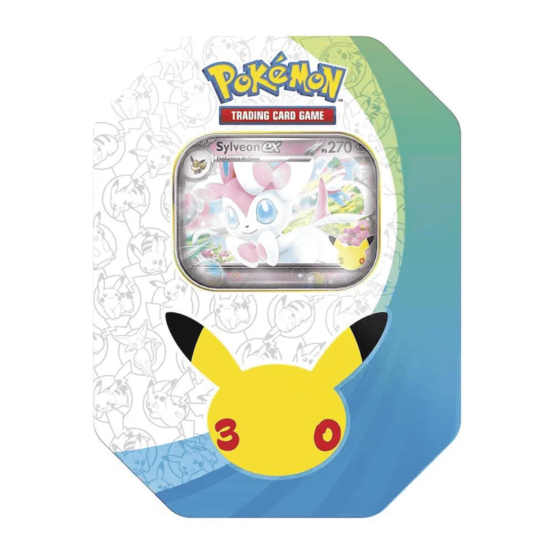 Pokémon TCG 30º Aniversario EX Tin Surtida con 4 Sobres y Carta Promocional +6 años