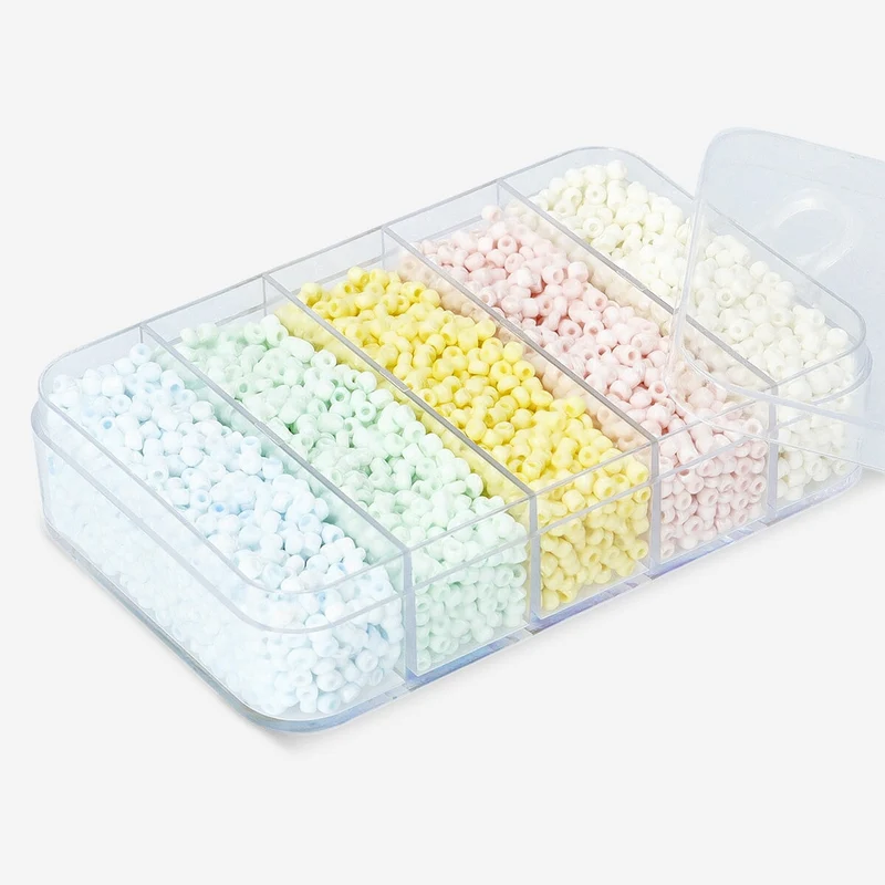 Pastel coloured glass beads mix