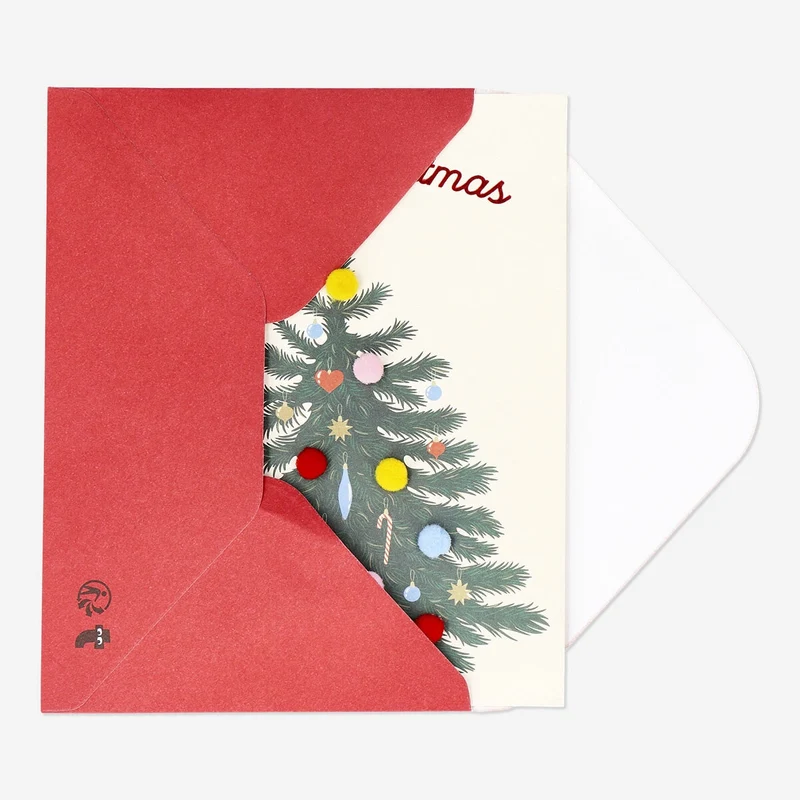 Christmas tree card with pom pom and envelope