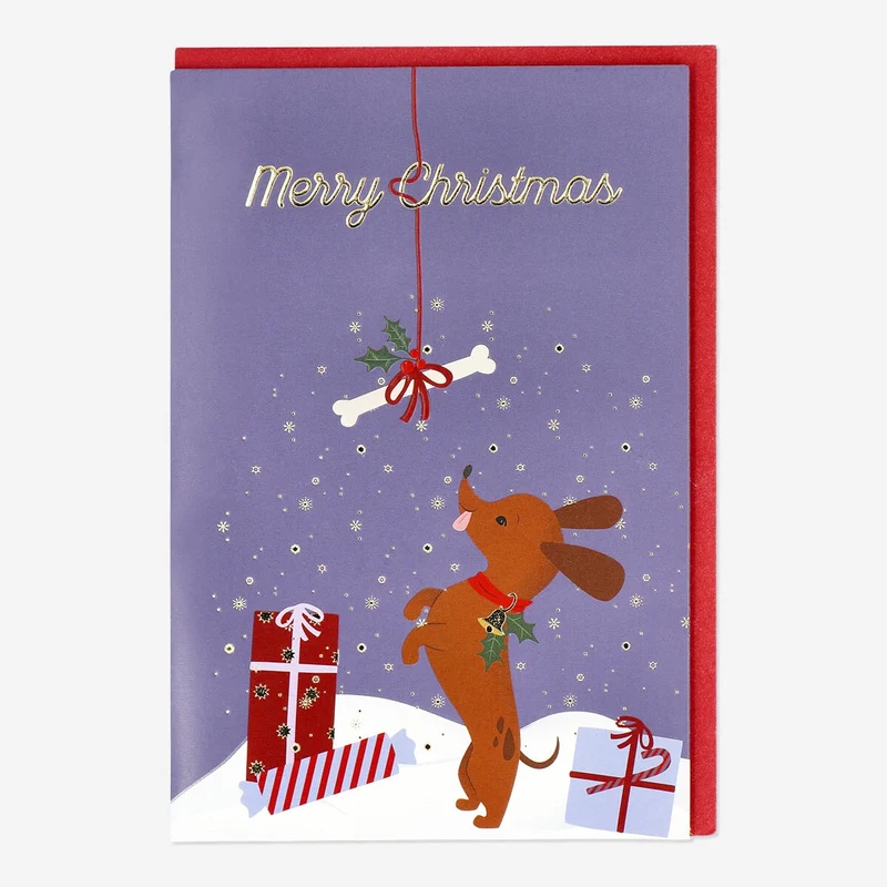 Christmas dachshund card with envelope