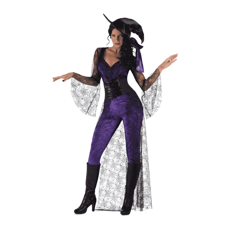 Disfraz de Bruja del aquelarre morada adulto talla L