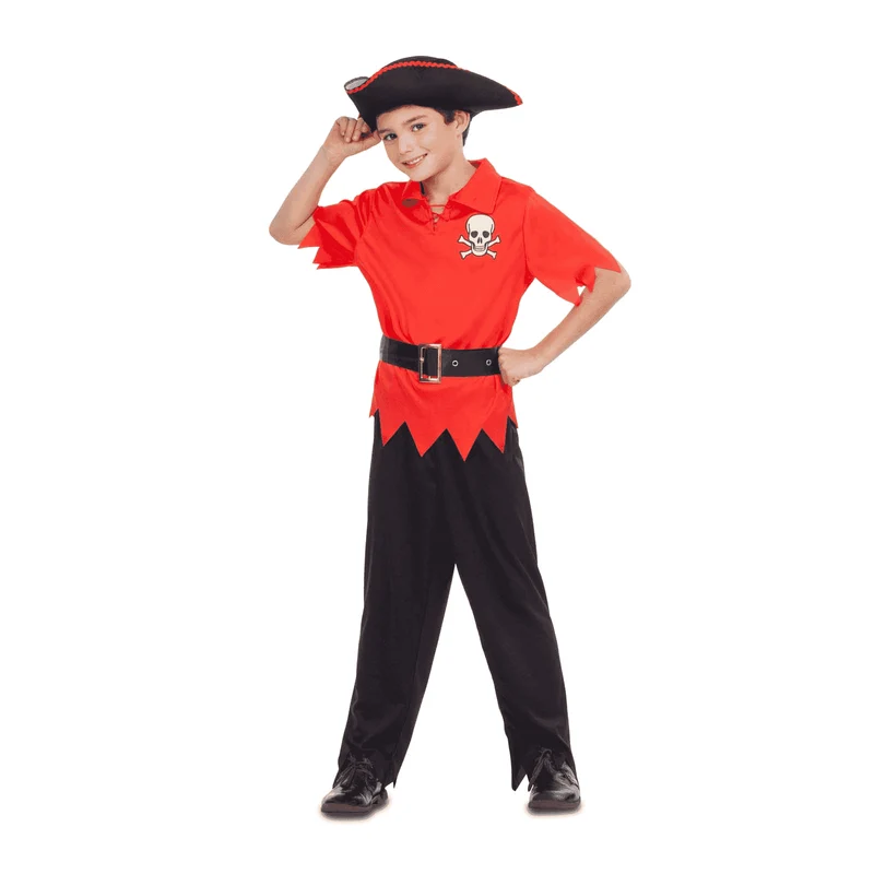 Disfraz de Pirata rojo 7-9 años infantil