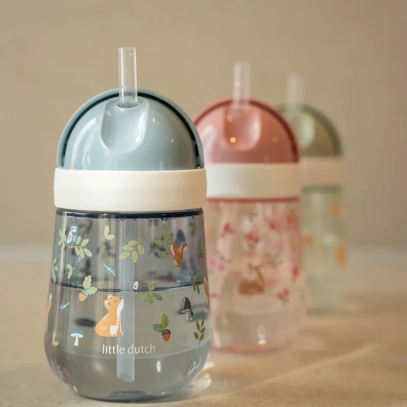 Vaso con pajita Mio Forest Friends 300ml. Little Dutch