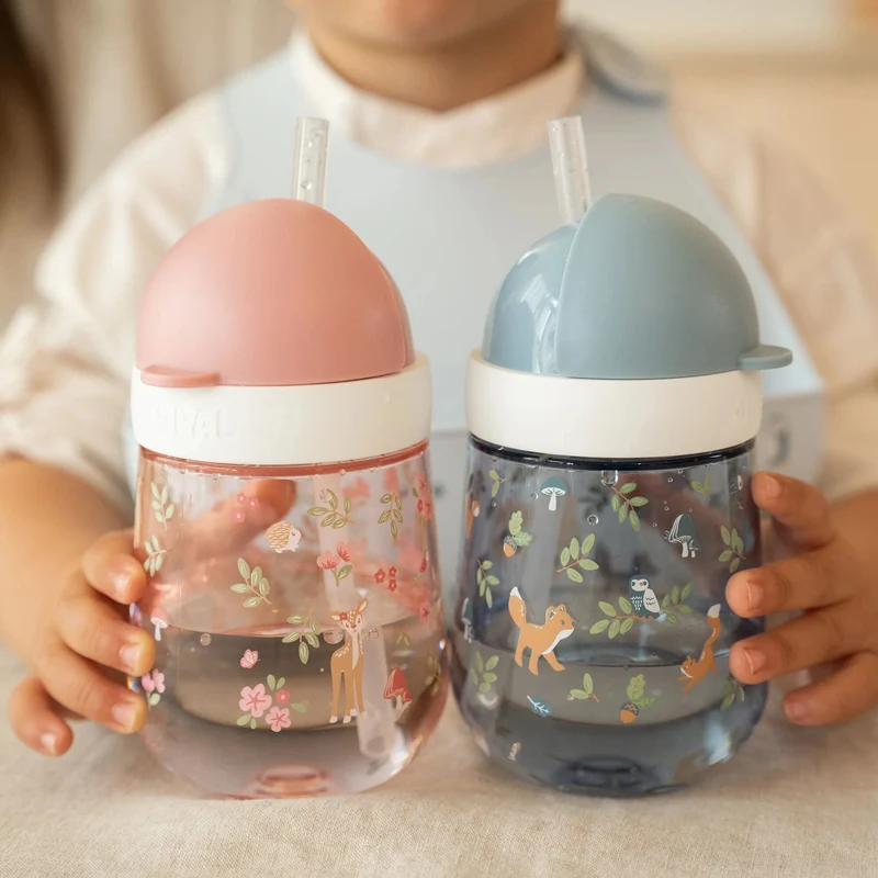 Vaso con pajita Mio Forest Friends 300ml. Little Dutch