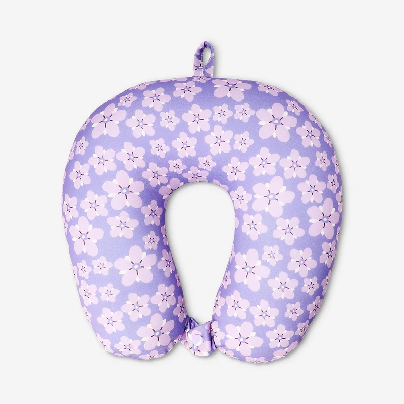Purple floral travel pillow