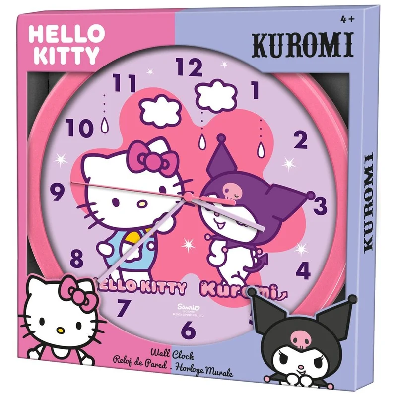 Reloj Pared Kuromi y Hello Kitty