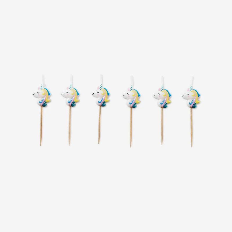 Unicorn cake candles. 6 pcs