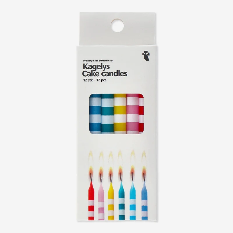Striped cake candles. 12 pcs