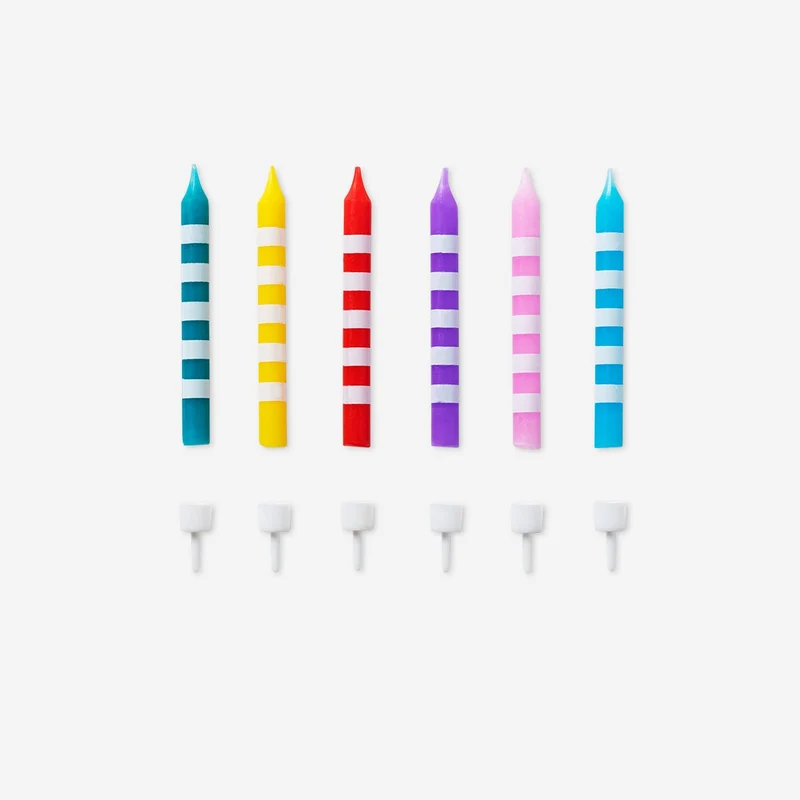 Striped cake candles. 12 pcs