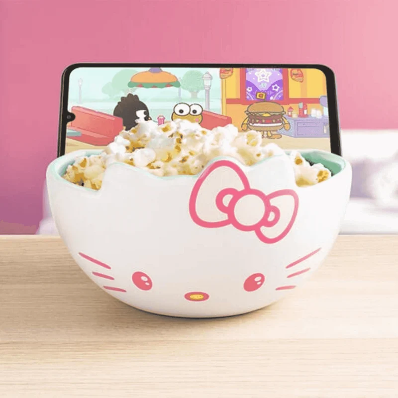 Hello Kitty Streaming Snack Bowl – Cuenco con Soporte para Móvil