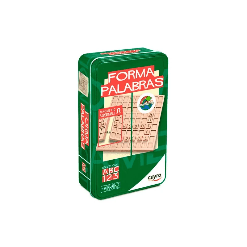 Formapalabras Travel Metal Box (100% Madera FSC) - Juego de Palabras Cruzadas Portátil