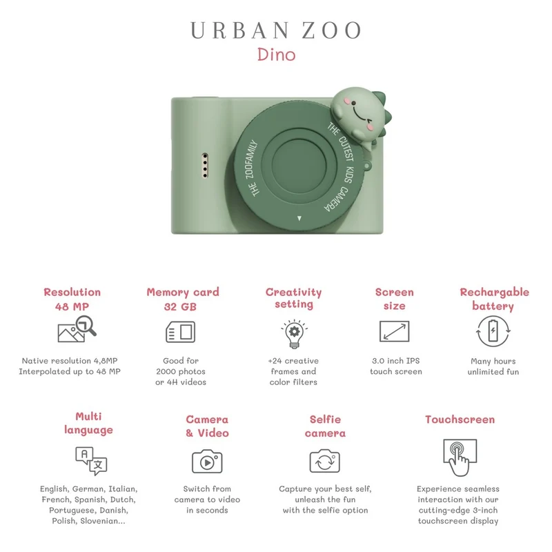 Cámara Fotográfica Urban Zoo Dino Green · The Zoofamily