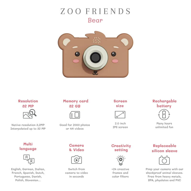 Cámara Fotográfica Zoo Friends Bear · The Zoofamily