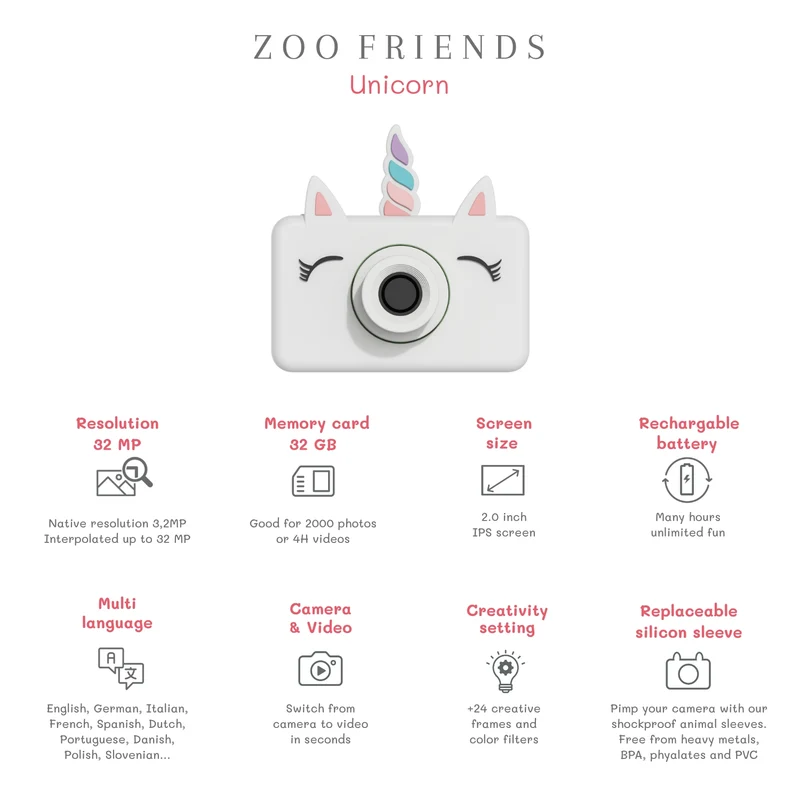 Cámara Fotográfica Zoo Friends Unicorn · The Zoofamily