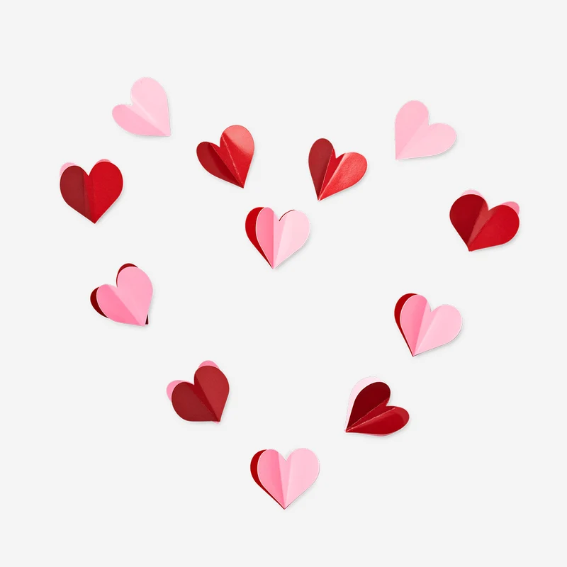 Decorative pink and red paper hearts - 20 pcs