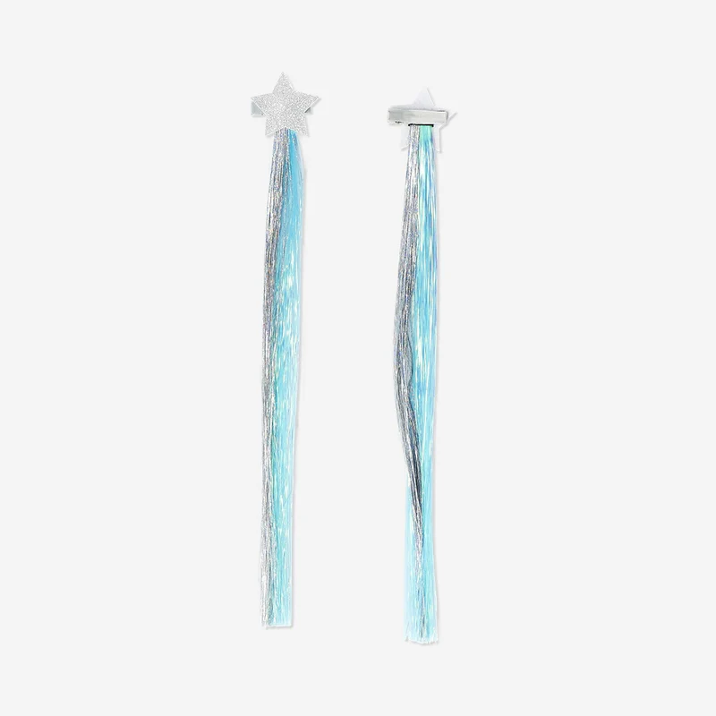 Blue and silver foil with star hair clips - 2 pcs