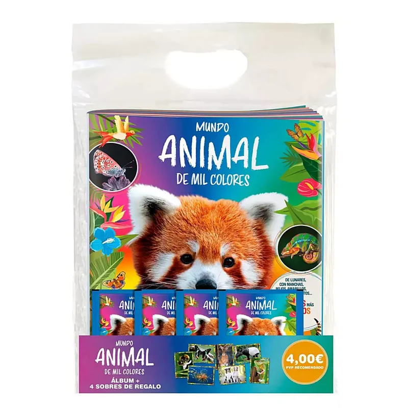 Panini Starter Pack Mundo Animal de Mil Colores Álbum + 4 Sobres