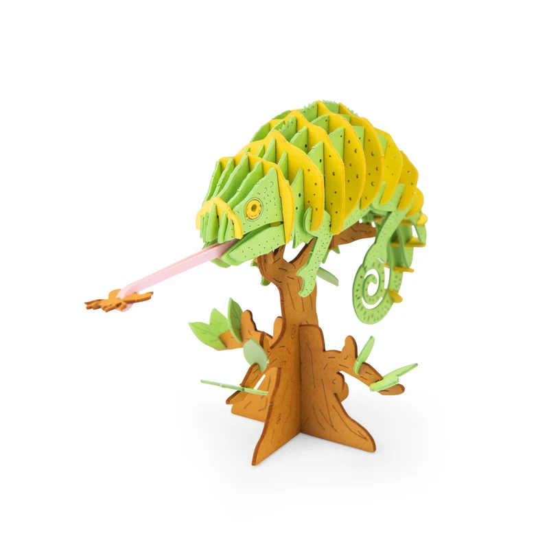 Puzzle 3D camaleón Tout autour du monde · Moulin Roty