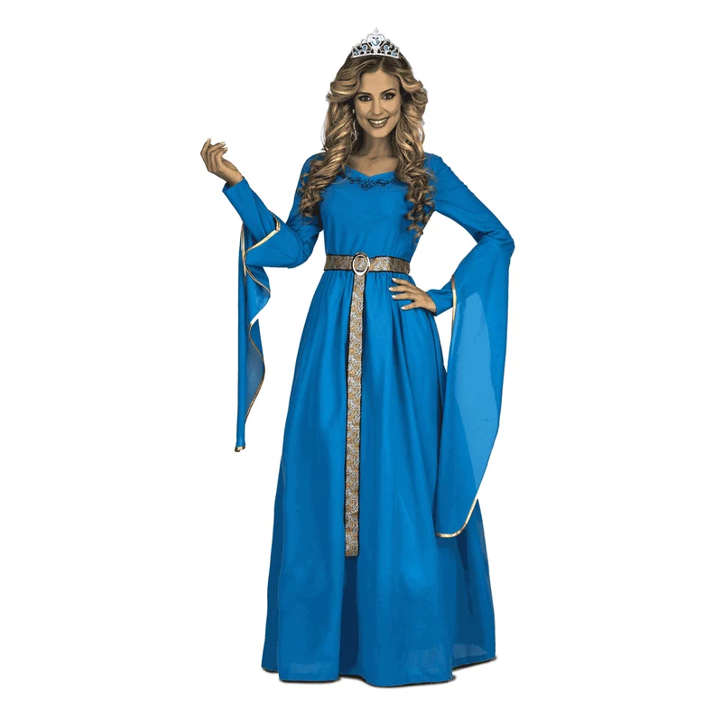 Disfraz de Princesa medieval azul adulto talla XXL