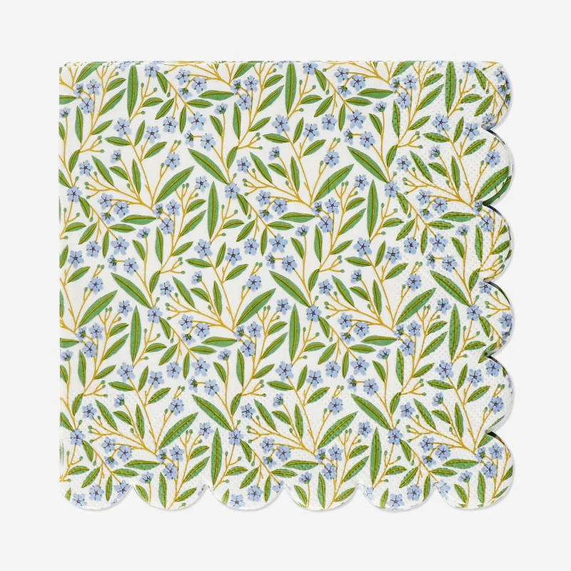 Napkins with small green flowers - 16 pcs