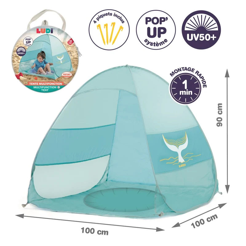 Tienda Multifunción Ballena con techo UV 50 · Ludi