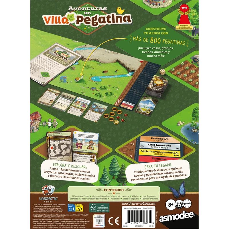 Aventuras en Villa Pegatina - Juego de mesa - Asmodee - 1-6 jugadores - 8+ años - 30-45 min