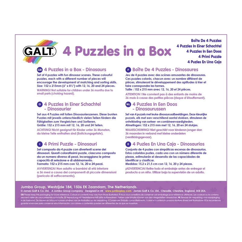 4 Puzzles in a Box - Dinosaurs