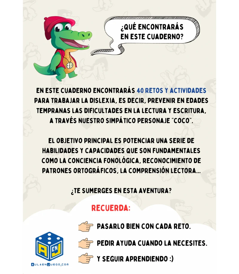 Cuaderno de dislexia lectoescritura · Aula en Juego