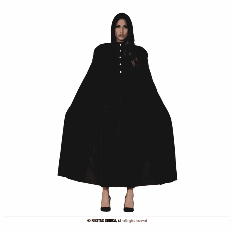 Capa con Capucha Negra 135 cms