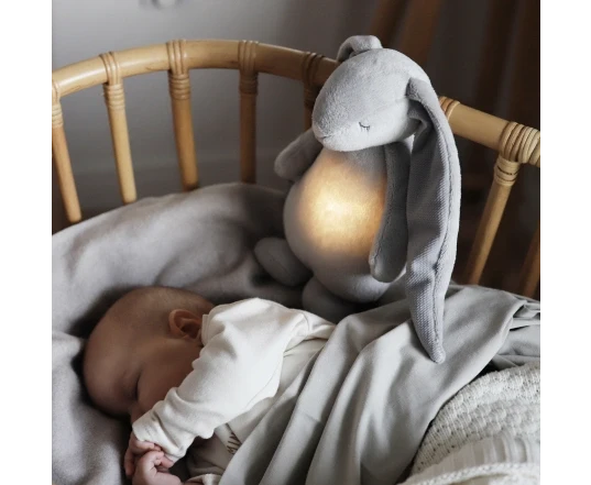 Peluche Luz-Sonido Conejo Moonie Gris/Rosa
