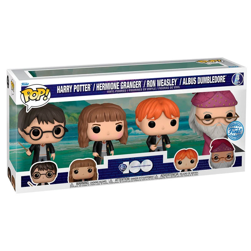 Set 4 Funko Pop Harry Potter, Hermione Granger, Ron Weasley y Albus Dumbledore