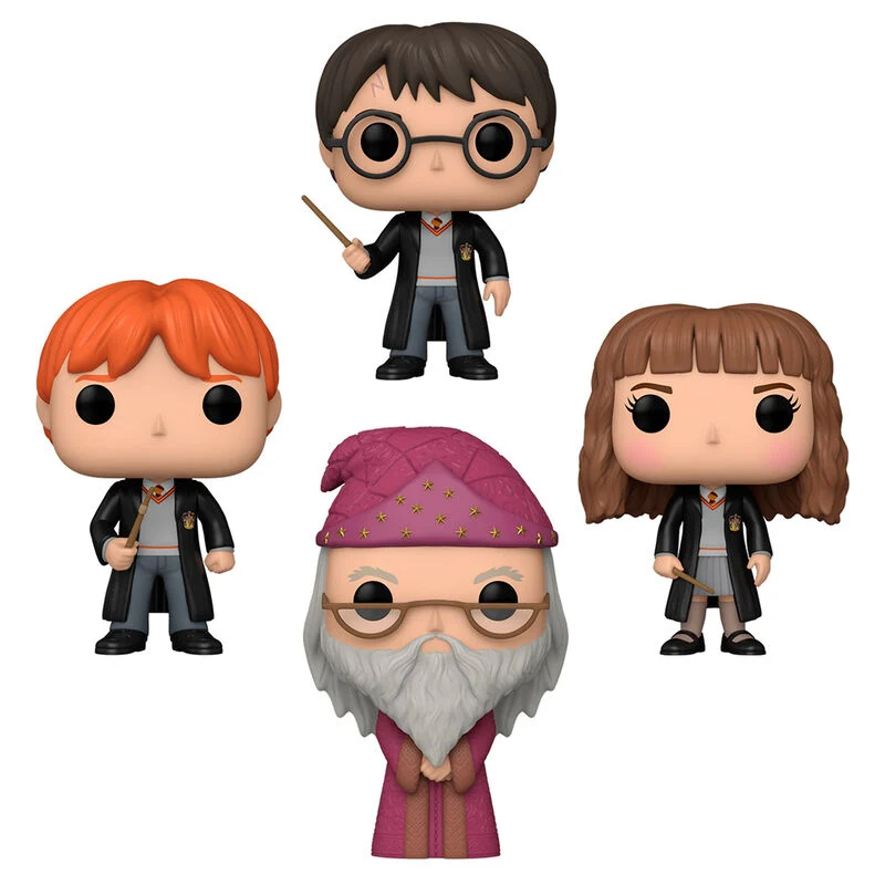 Set 4 Funko Pop Harry Potter, Hermione Granger, Ron Weasley y Albus Dumbledore