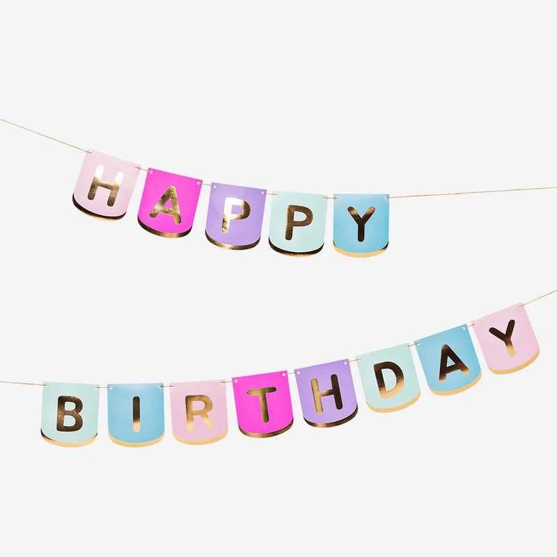 Birthday garland with foil letters - 200 cm