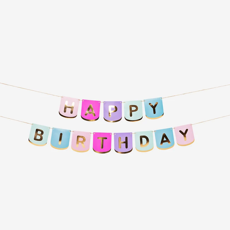 Birthday garland with foil letters - 200 cm