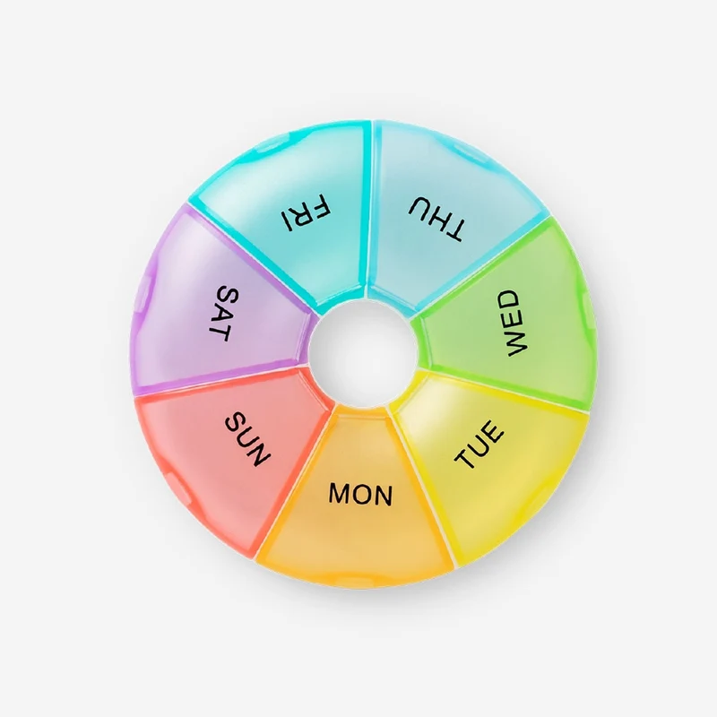 Weekly rainbow pill organiser