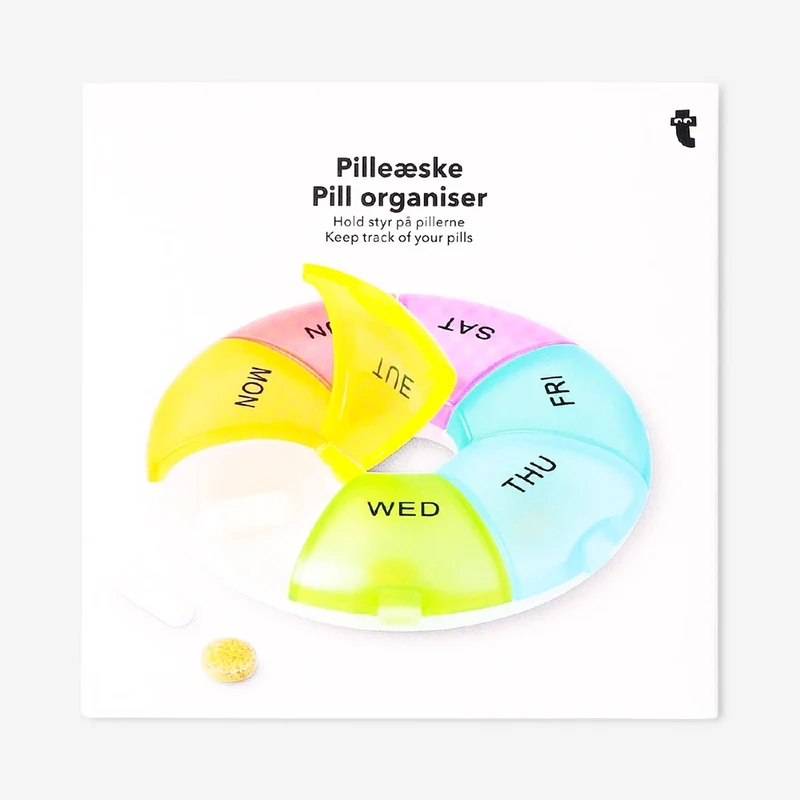 Weekly rainbow pill organiser