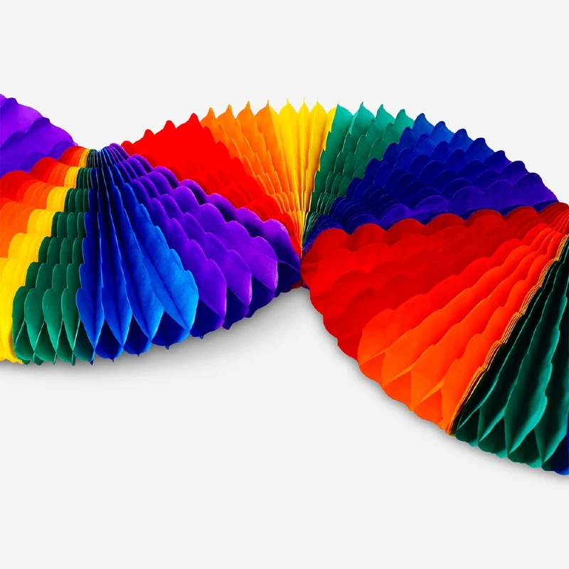 Rainbow paper fans garland - 160 cm