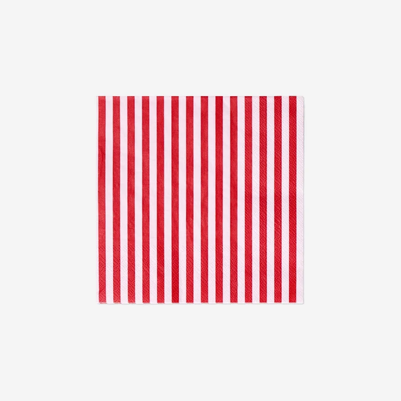 Red striped napkins - 16 pcs