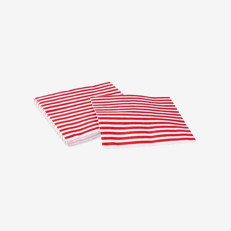 Red striped napkins - 16 pcs