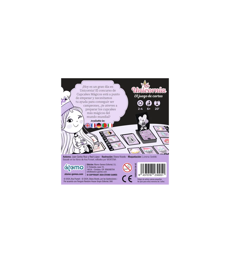 Unicornia Juego de Cartas - Juego de mesa - Atomo - 2-4 jugadores - 6+ años - 20 min