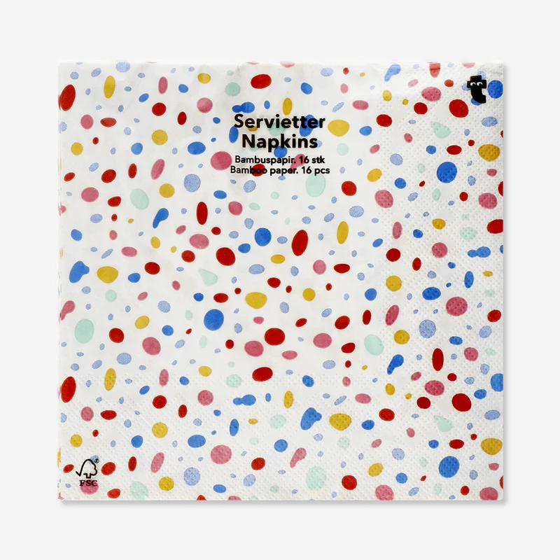 Napkins with colourful dots - 16 pcs