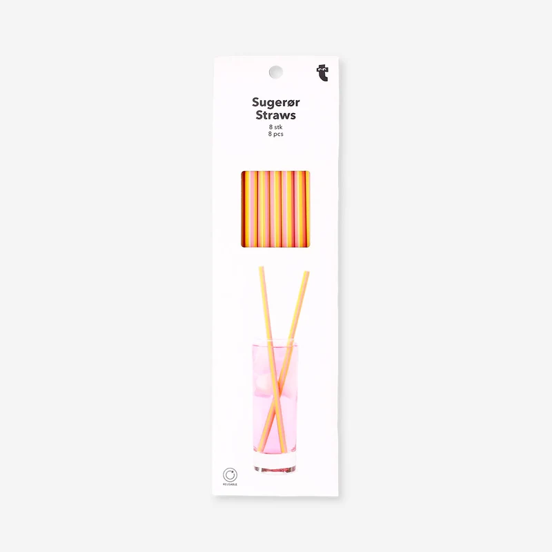Reusable striped straws - 8 pcs