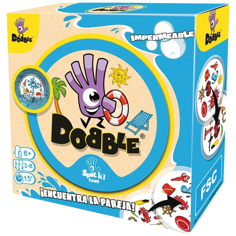 Dobble Impermeable - Juego de mesa - Zygomatic - 2-8 jugadores - 6+ años - 15 min