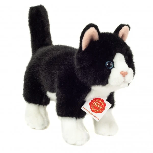 Cat standing black/white 20 cm · Hermann Teddy