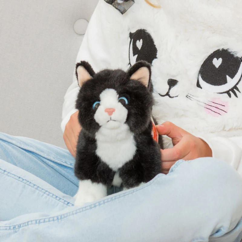Cat standing black/white 20 cm · Hermann Teddy