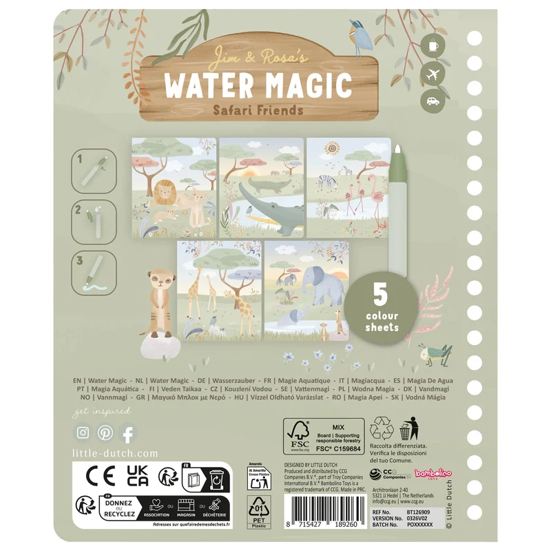 Libro Mágico al agua Safari Jim · Little Dutch