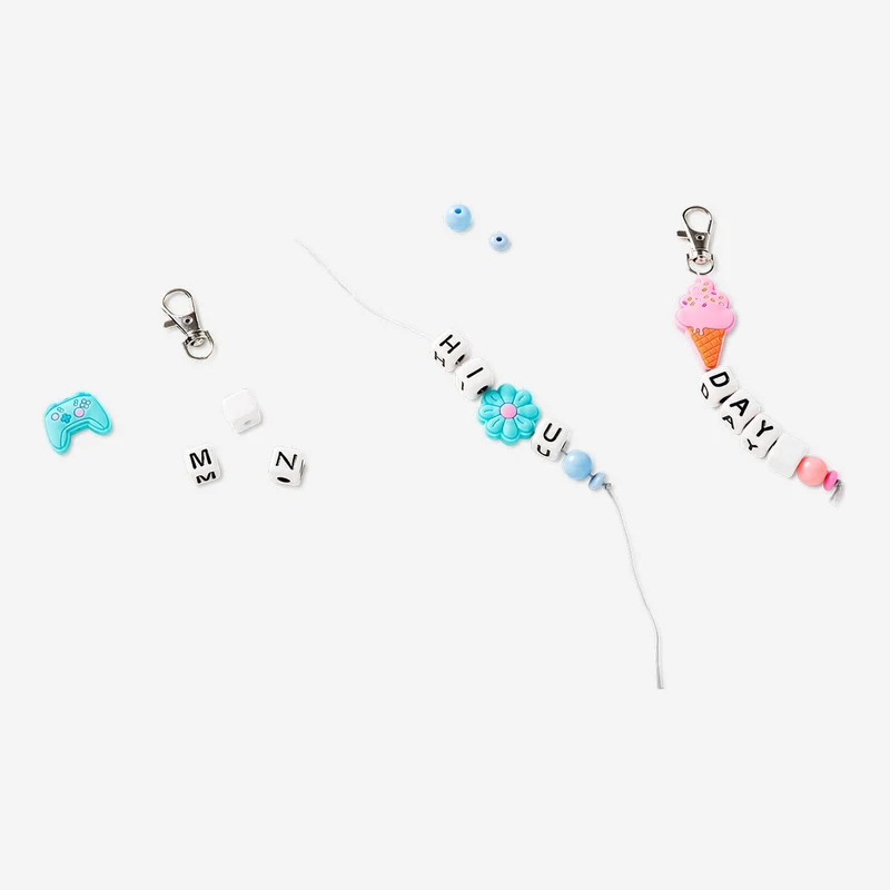 DIY keyring bead set with string